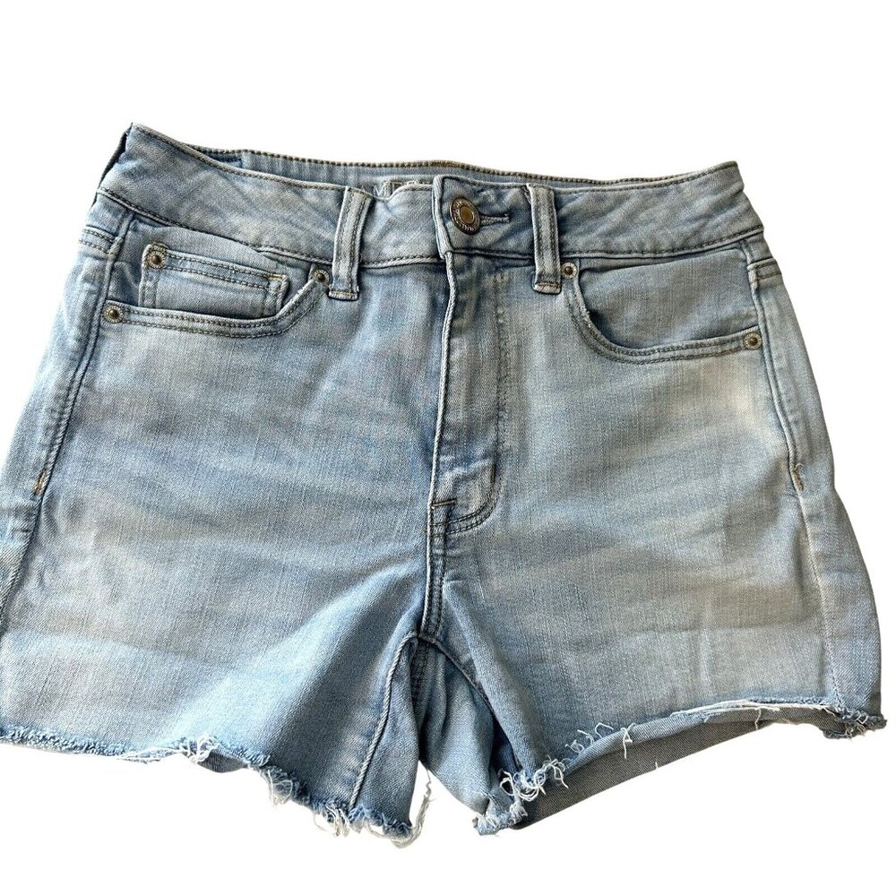 American Eagle Womens Jean Shorts Cutoffs Size 8 Light Wash High Waist